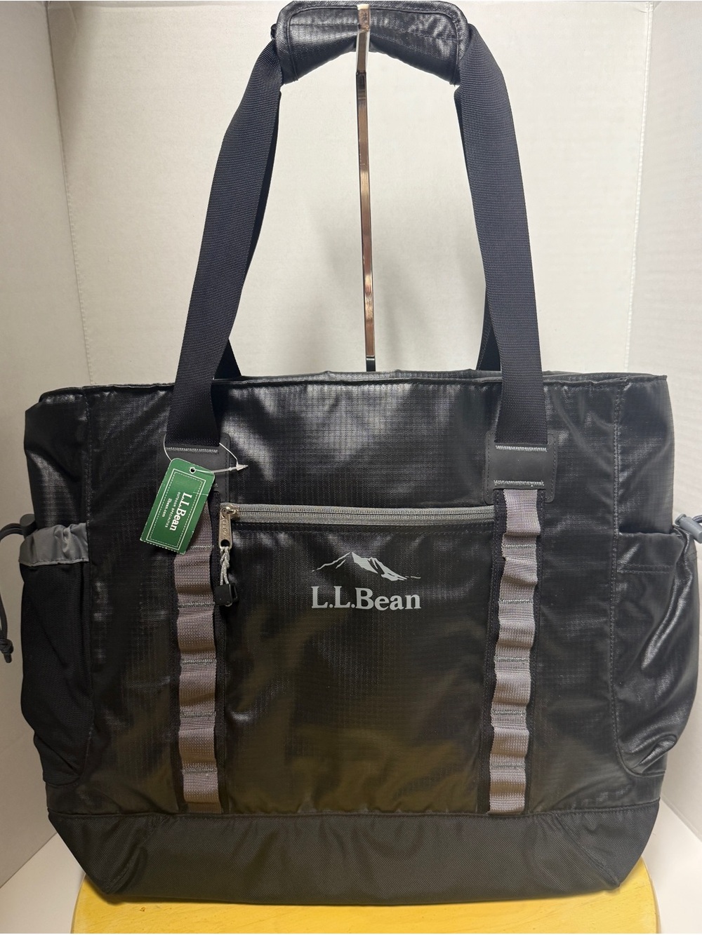 L.L.Bean Adventure Tote Bag Convertible Backpack Black Ripstop Nylon Travel Pack